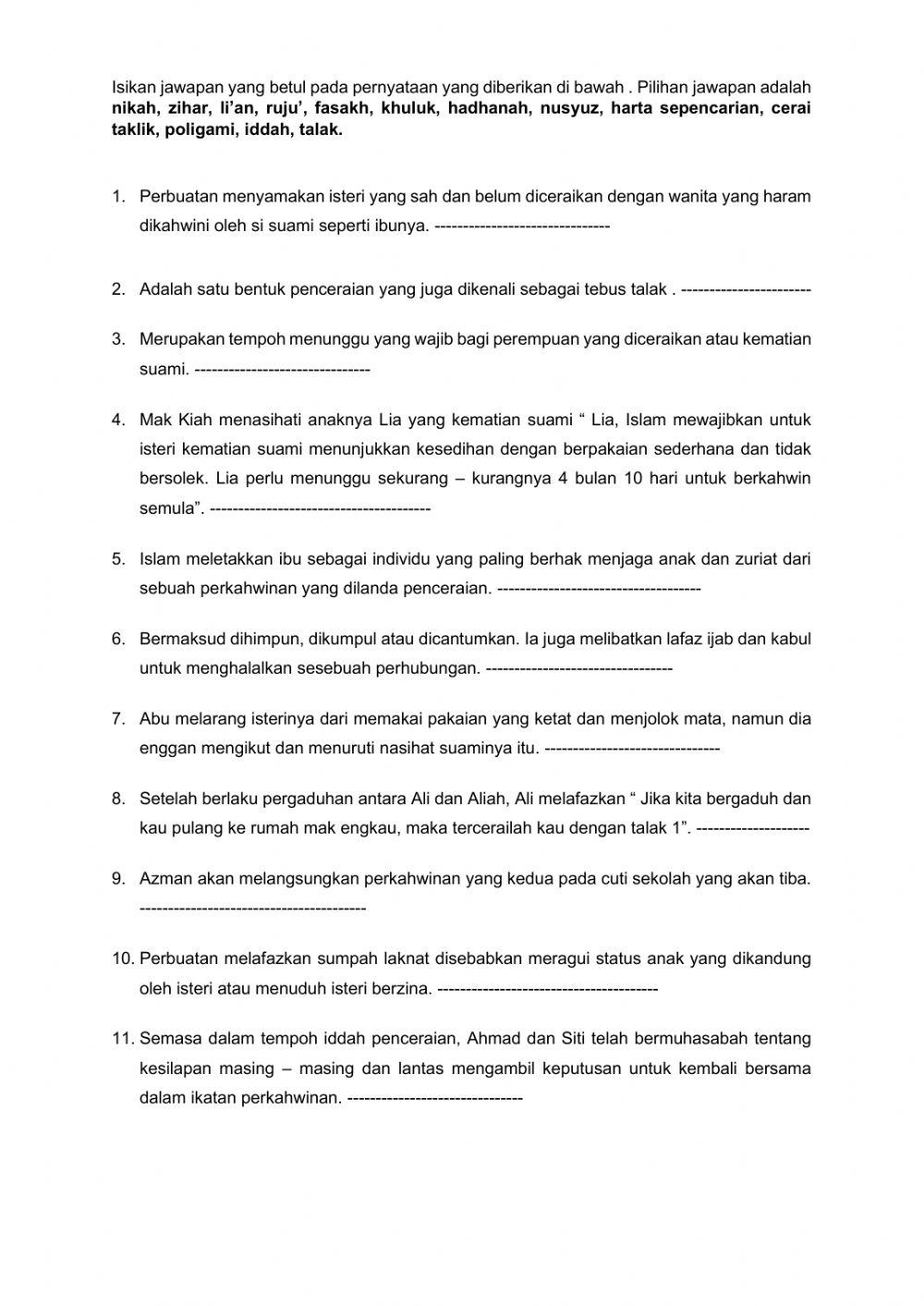 Latihan Syariah (Munakahat Baru)