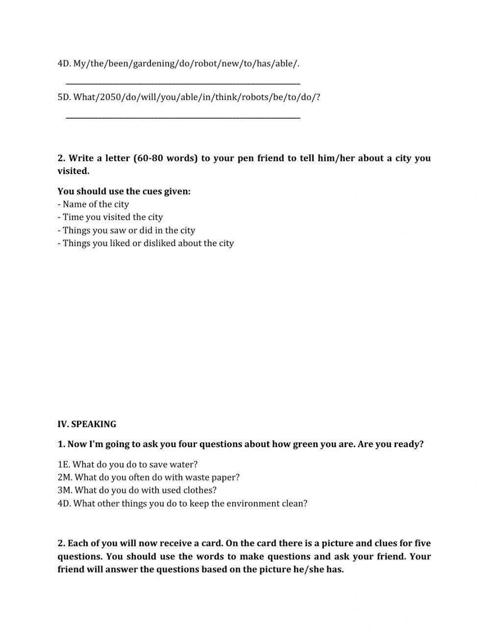 Lớp 6 - Kiểm tra cuối kỳ 2