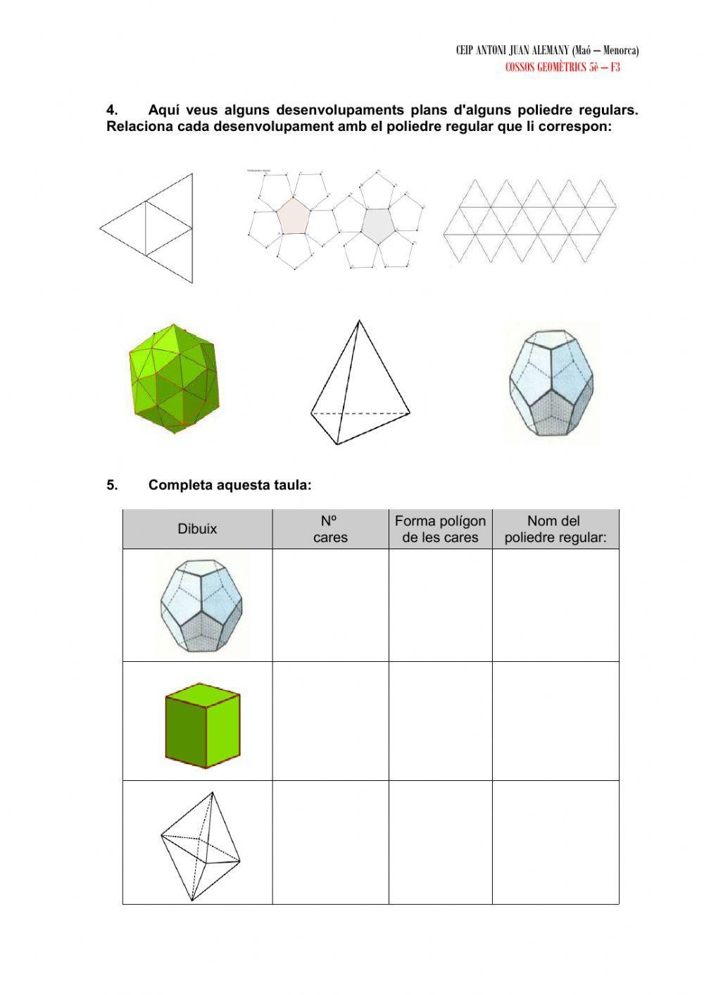 Cossos geomètrics: poliedres regulars