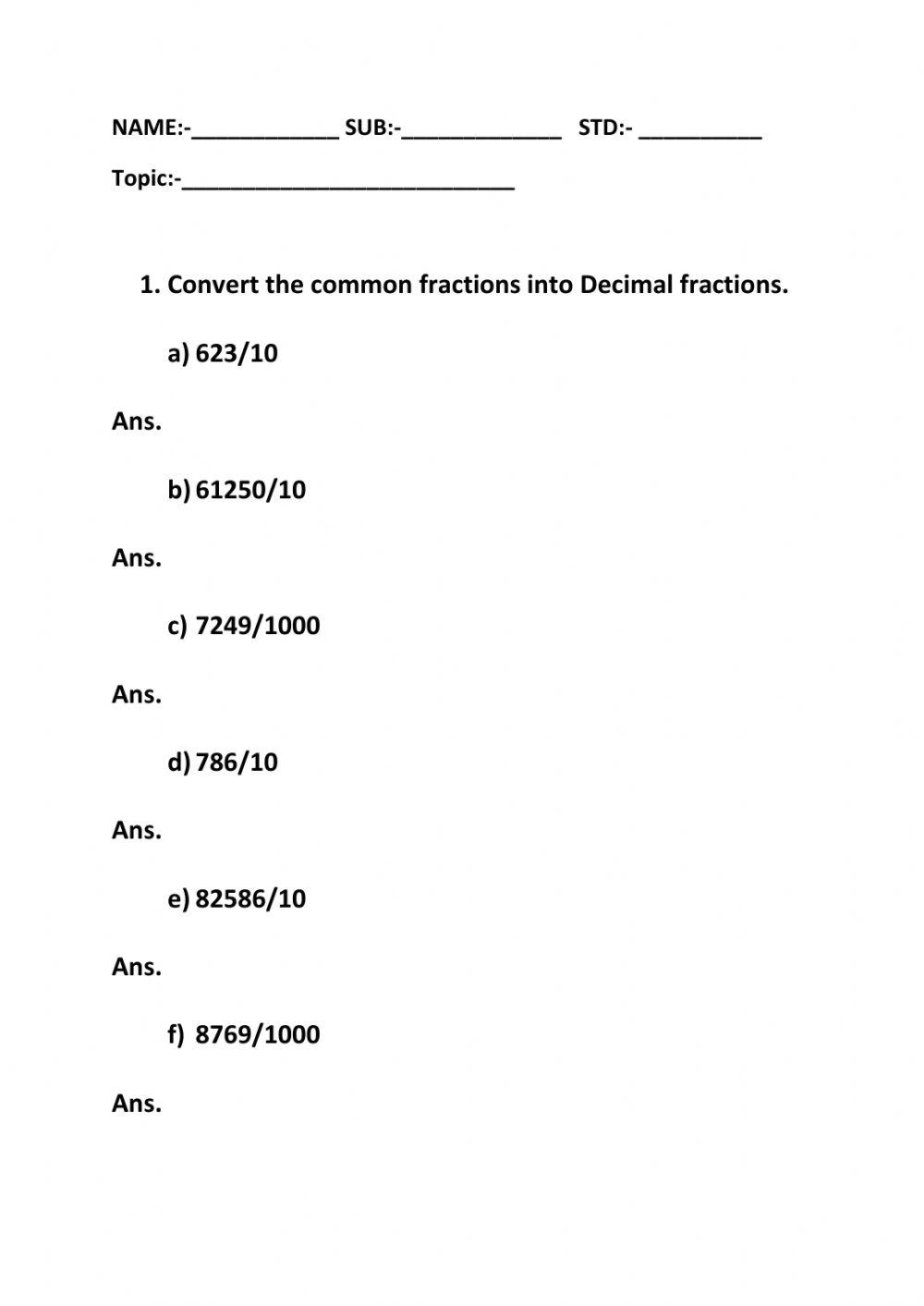 Decimal Fractions