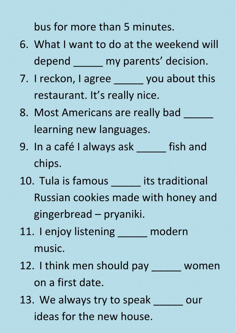 Dependent prepositions