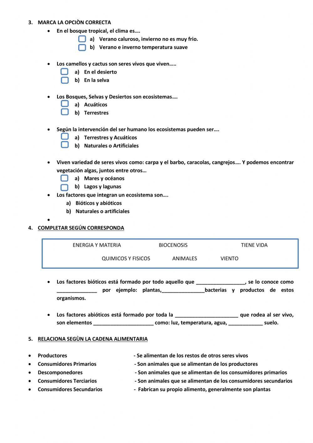 TALLER - SEXTO B - ECOSISTEMAS