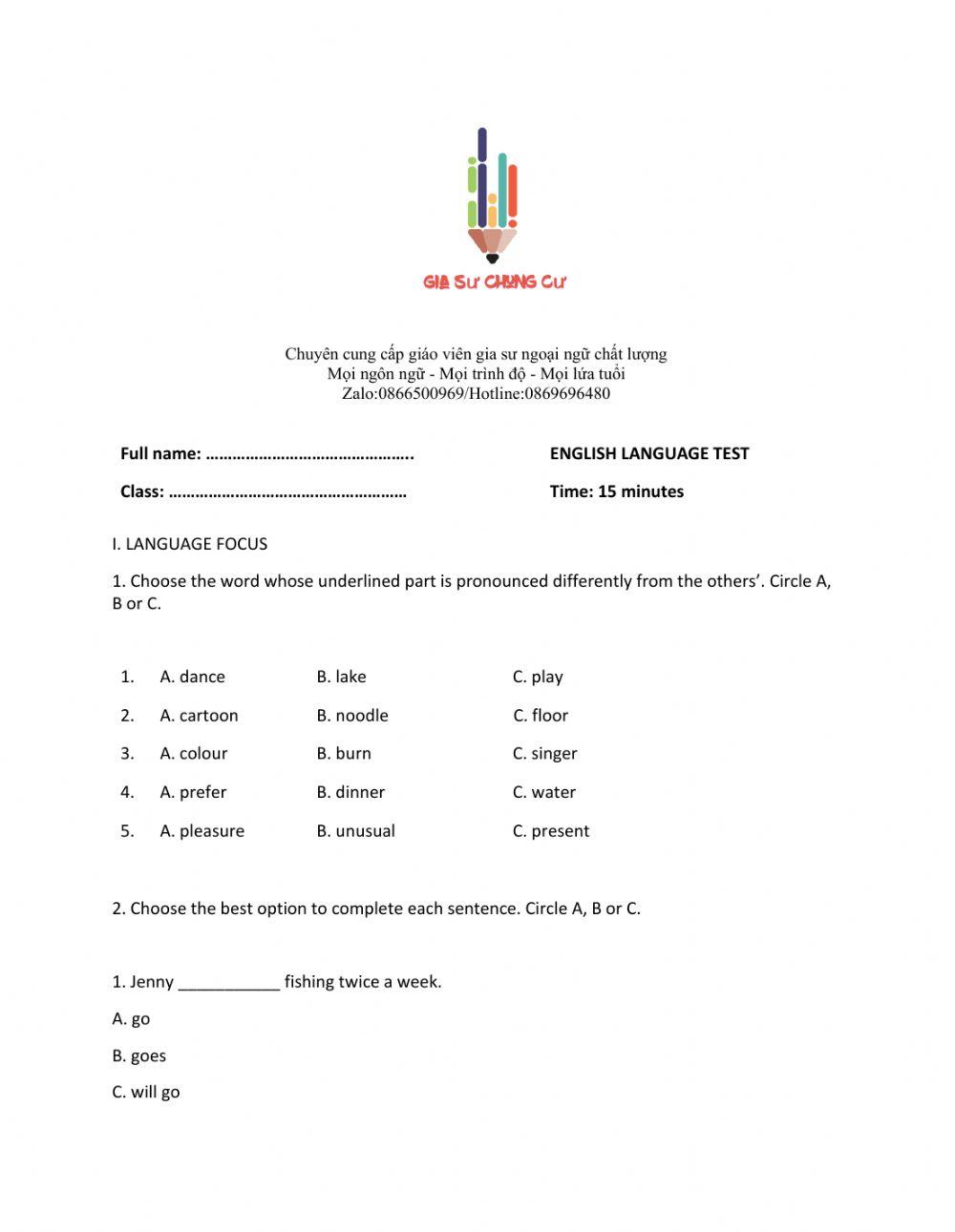 Lớp 7 - Unit 1 MY HOBBIES - LANGUAGE FOCUS