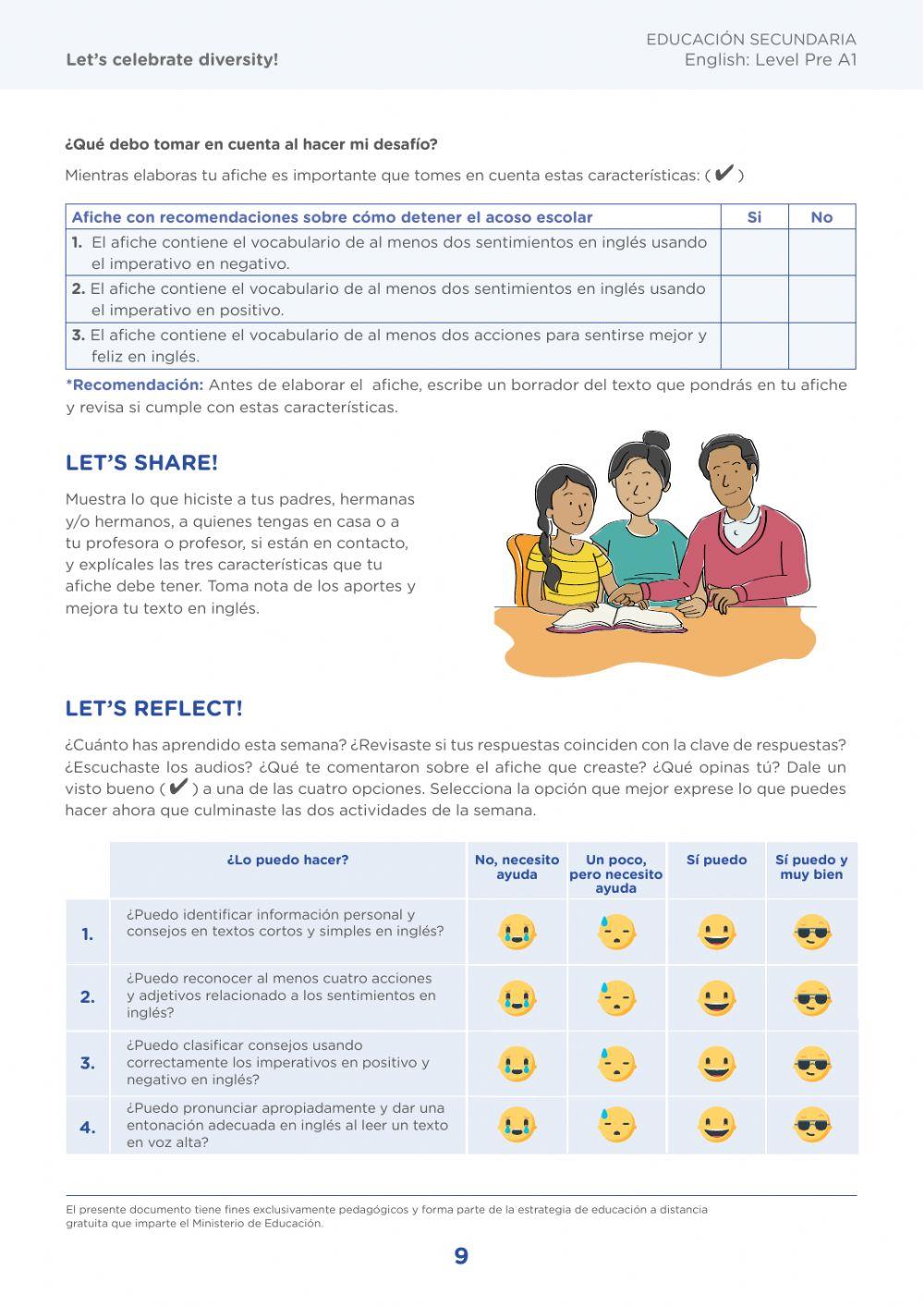 Worksheet for students of La Molina School - Week 09 - Pre-A1