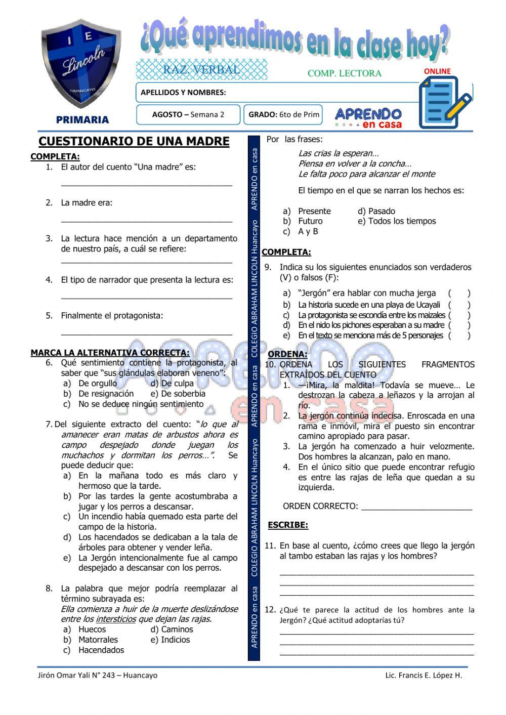 Prac. lectura - una madre