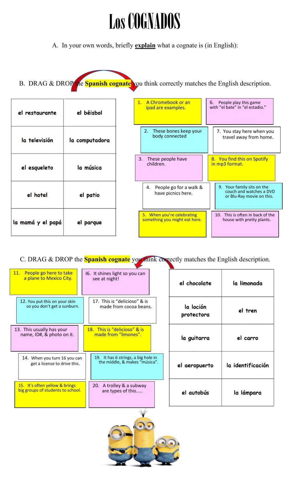 Clasifica Los Cognados Worksheet Live Worksheets 45% OFF
