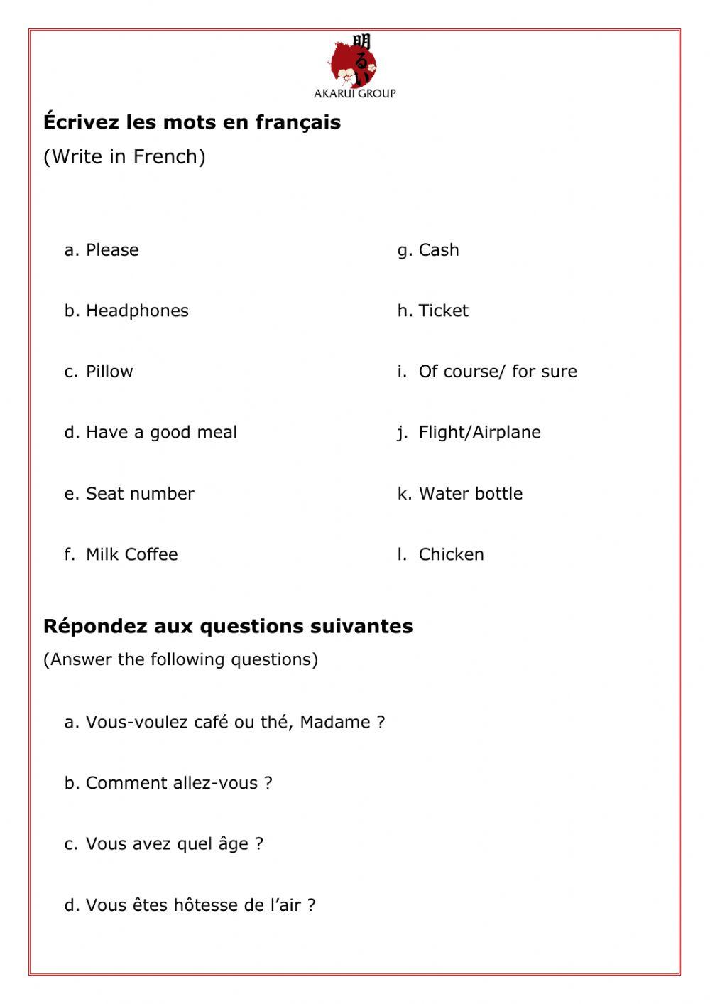 French Corporate Training - Test 1 (13-08-2020)