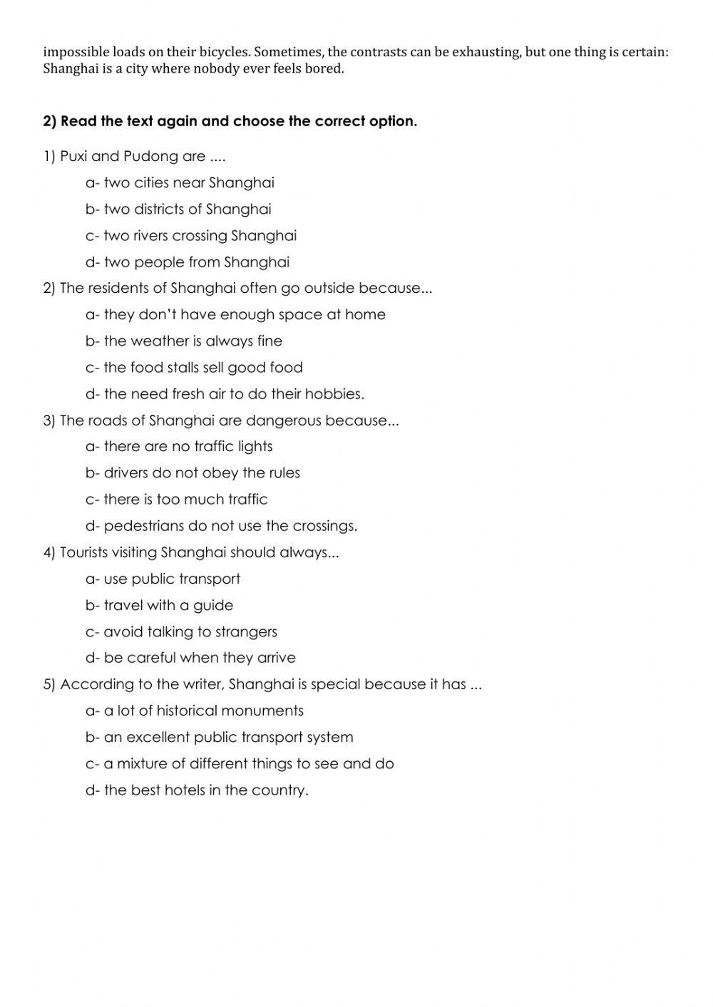 Close Up B1+ Unit 10 Reading Comprehension