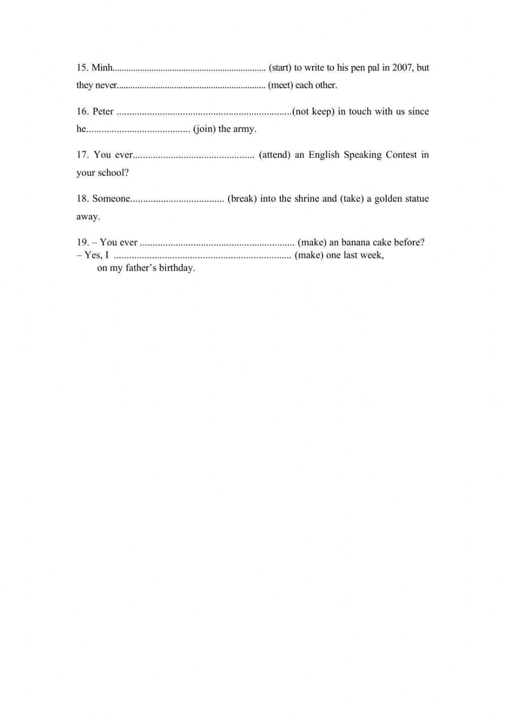 past simple -present perfect