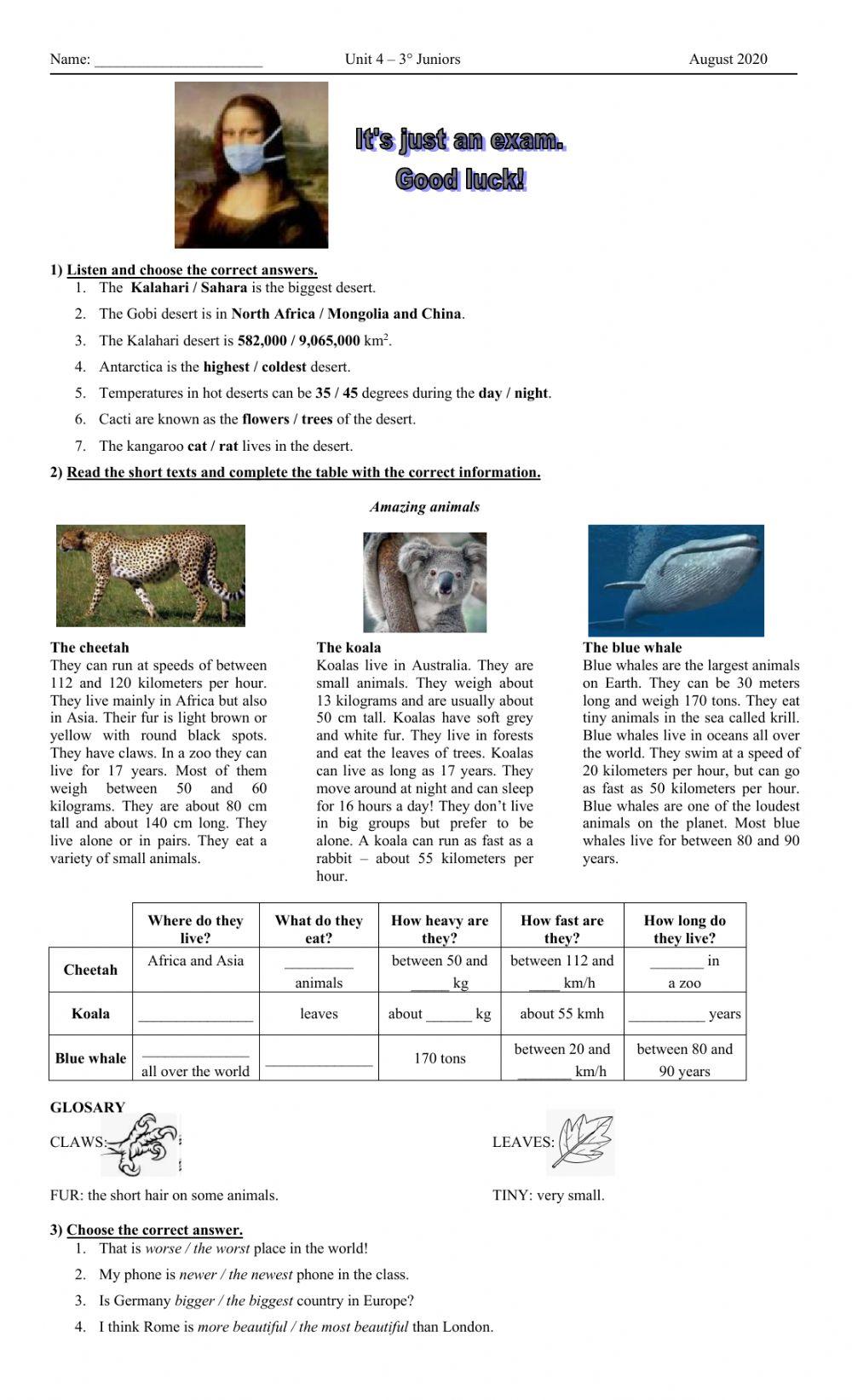 Comparative and superlative adjectives
