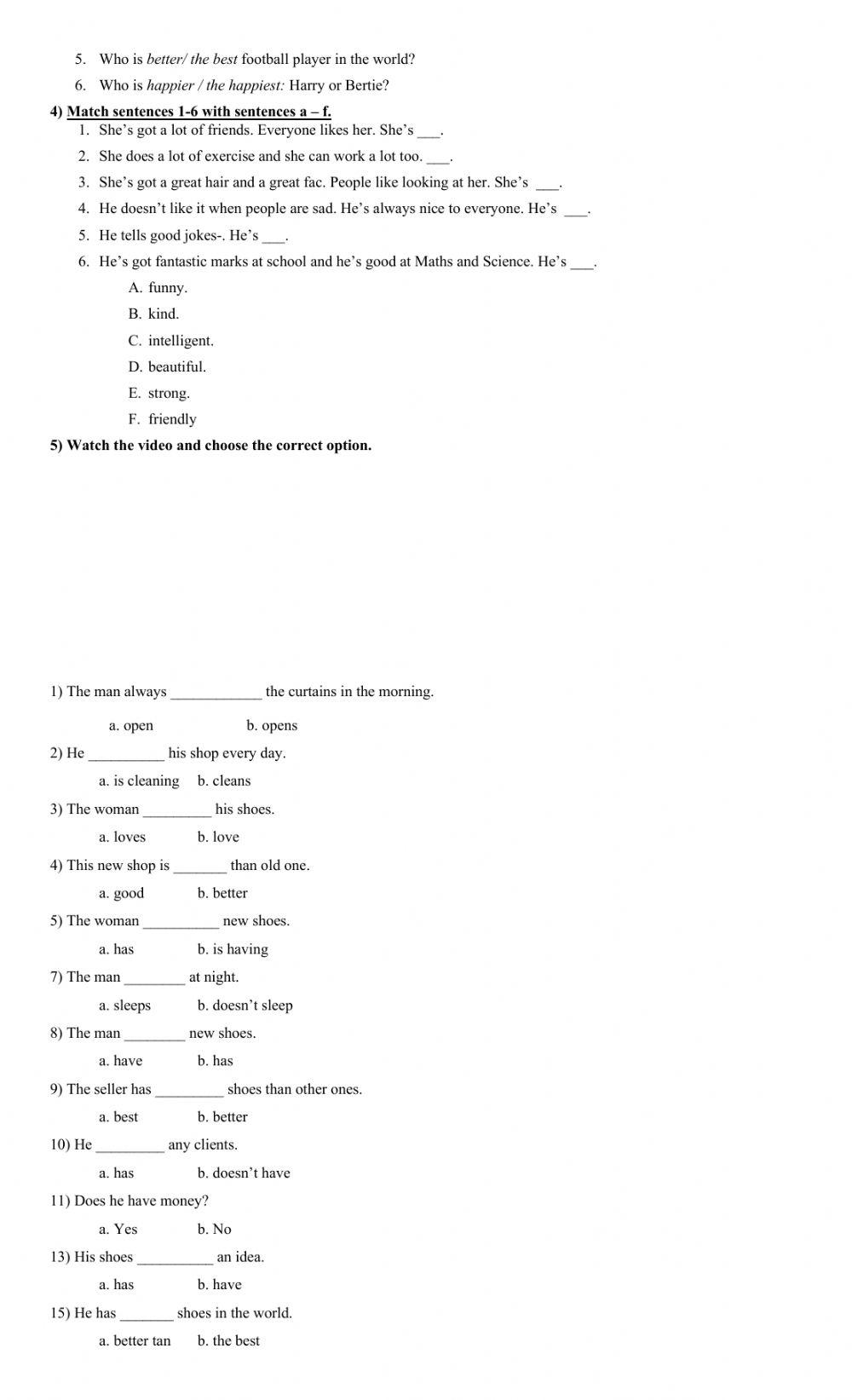 Comparative and superlative adjectives