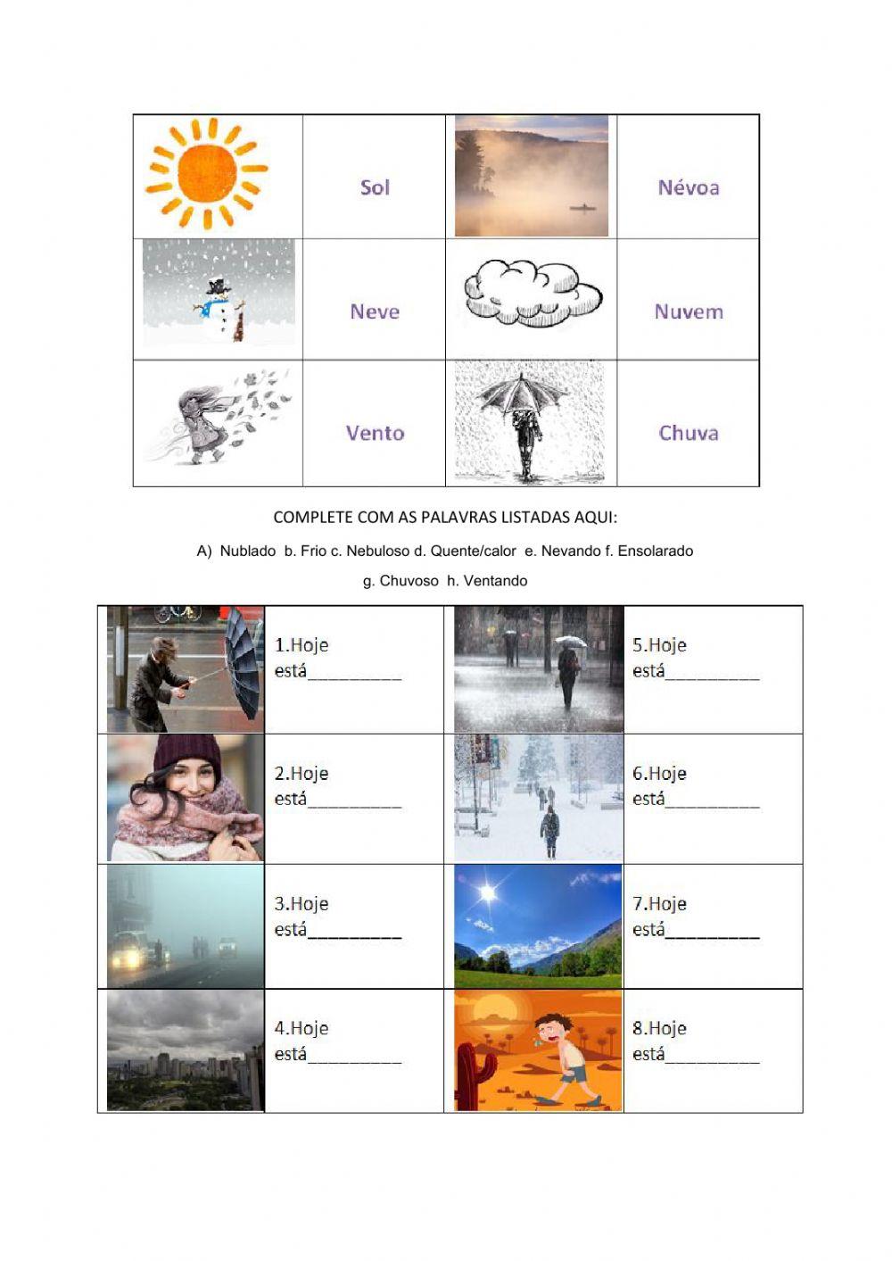 Clima  e estações do ano completar