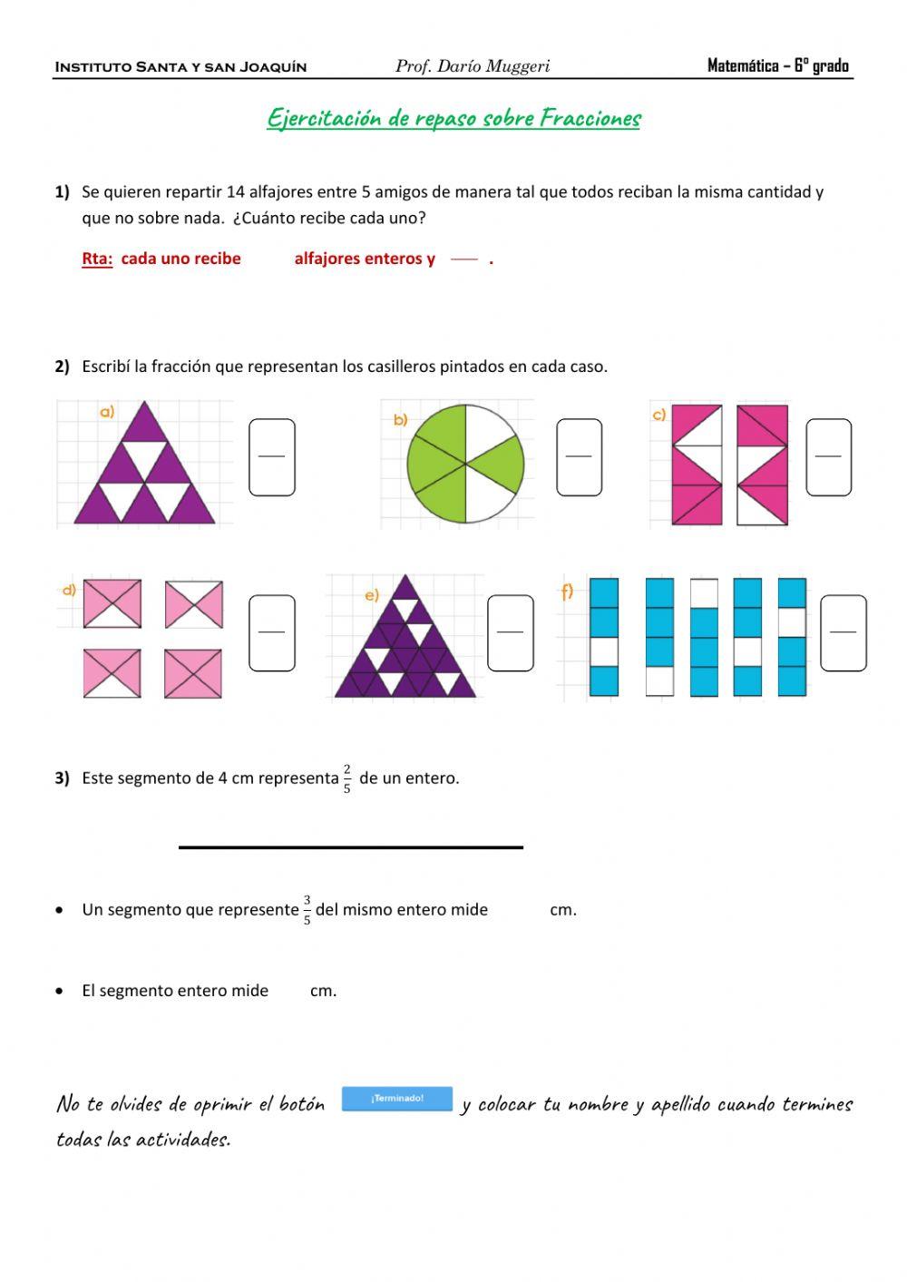 Repaso fracciones - sexto grado 13-8