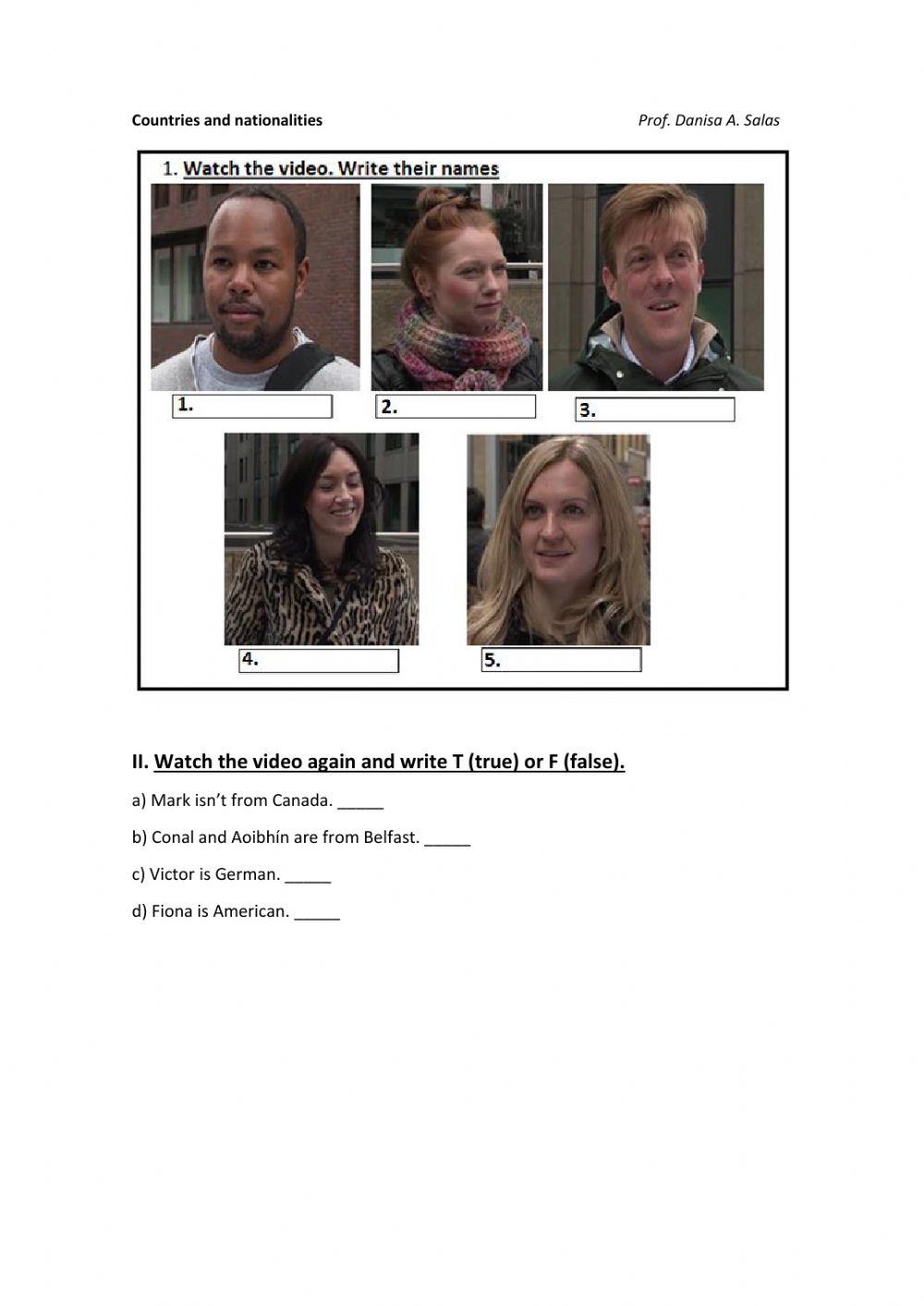 Short video - Names and countries