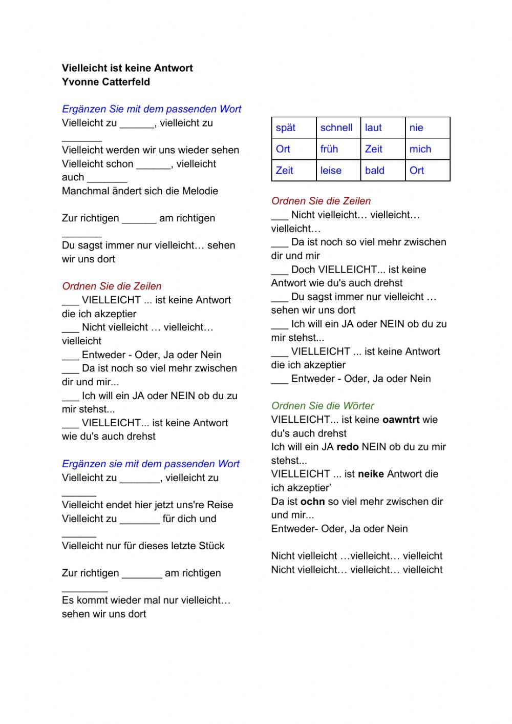 Vielleicht ist keine Antwort