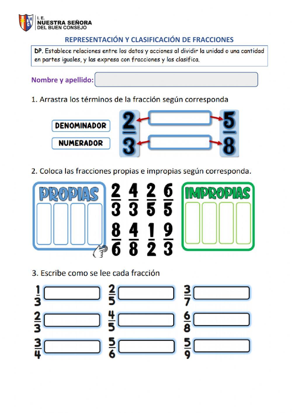 Clasificación de fracciones