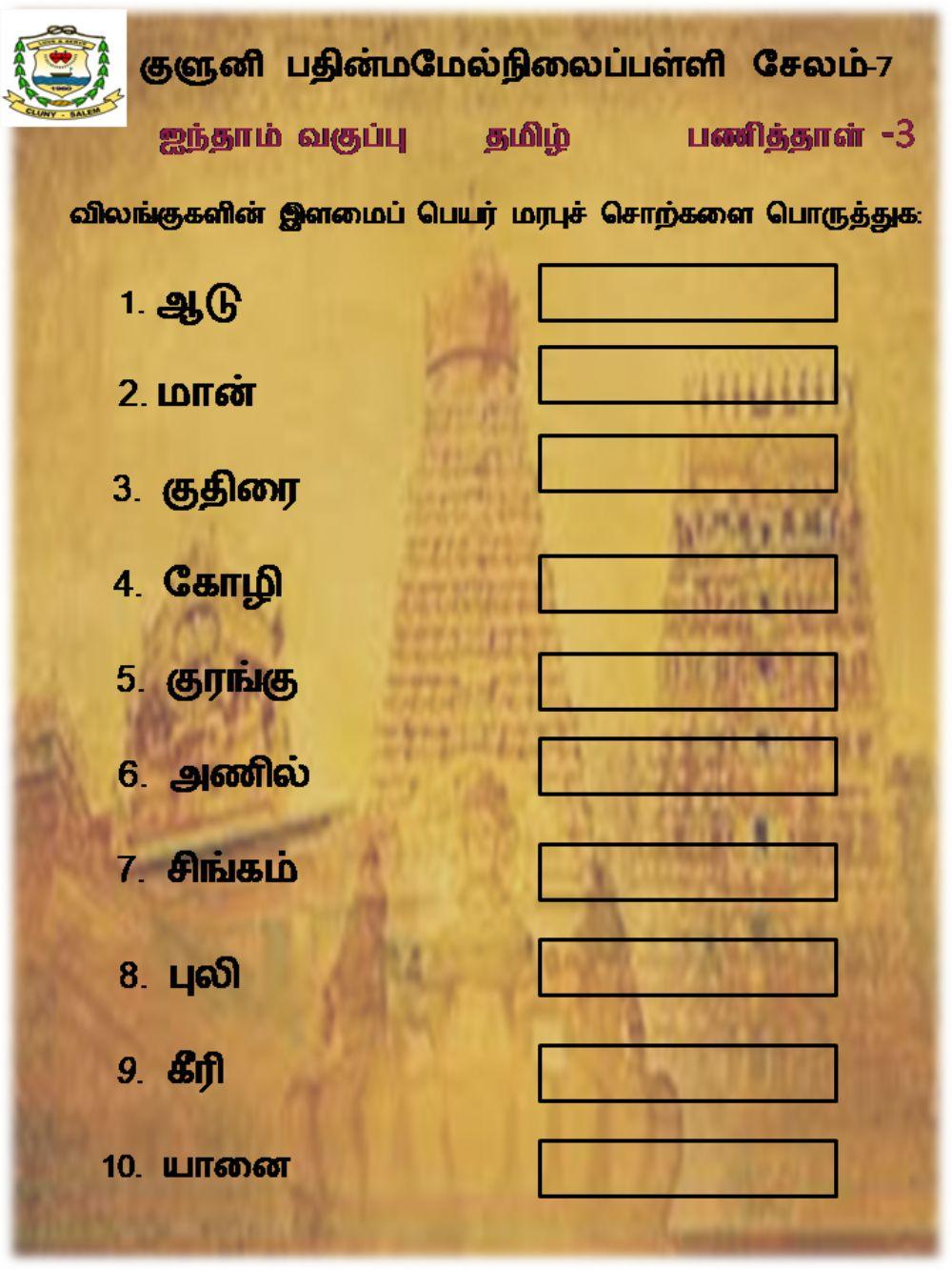 Class 5 Tamil Worksheet -5