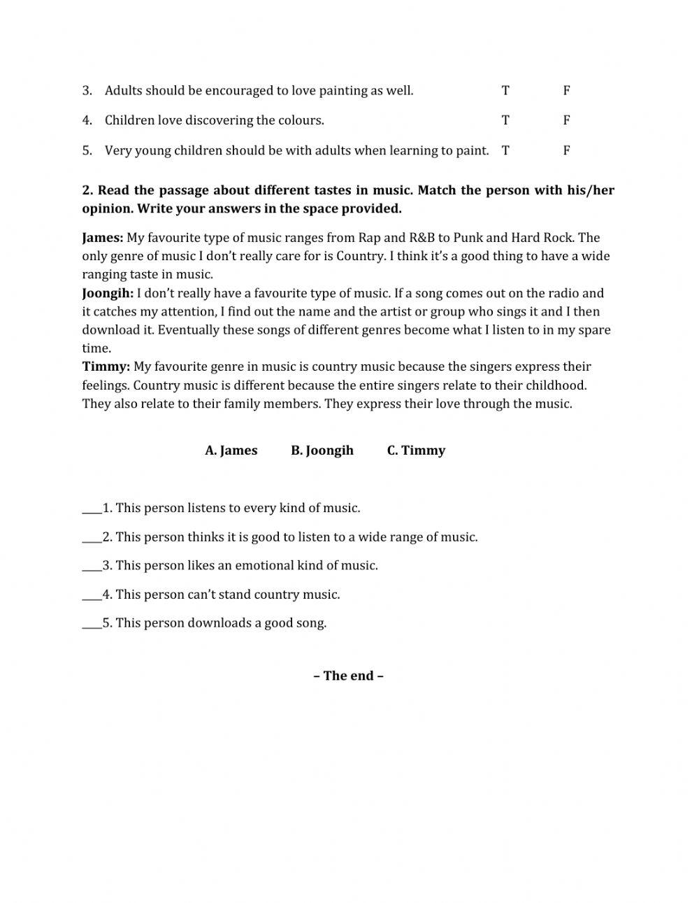 Lớp 7 - Unit 4 MUSIC AND ARTS-READING