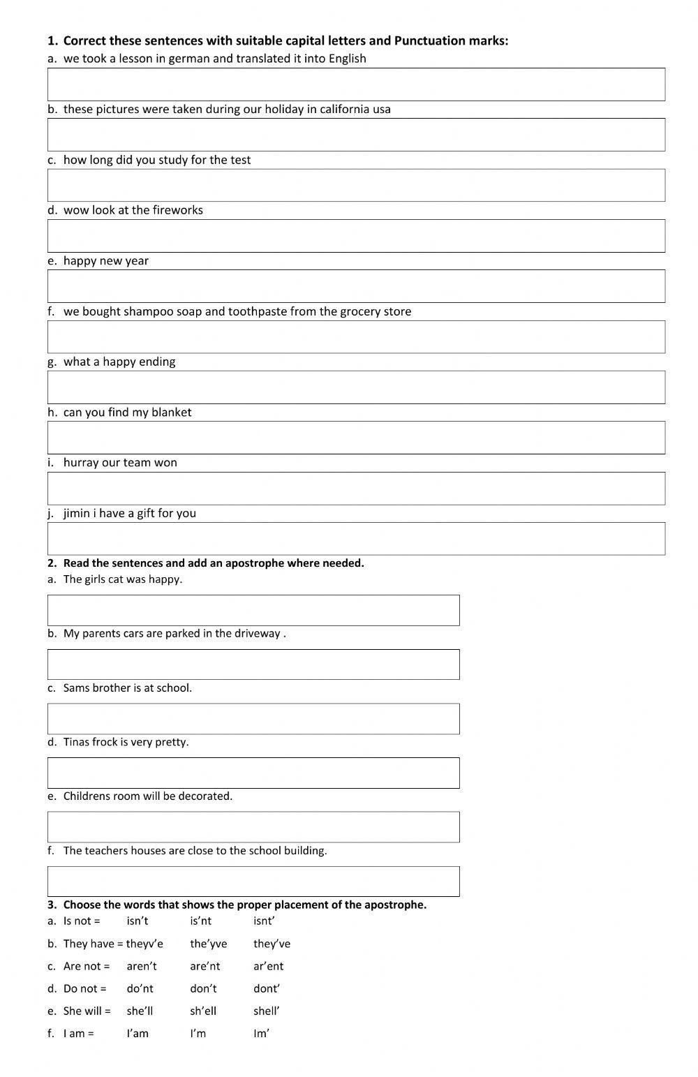 Punctuation and Capitalization