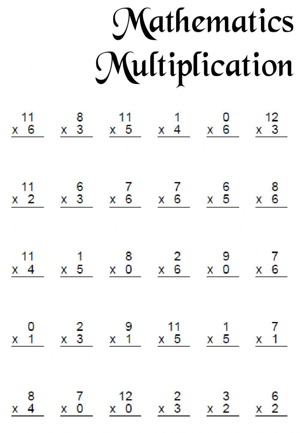 Multiplication Drill x3 x4 and x6 worksheet Live Worksheets
