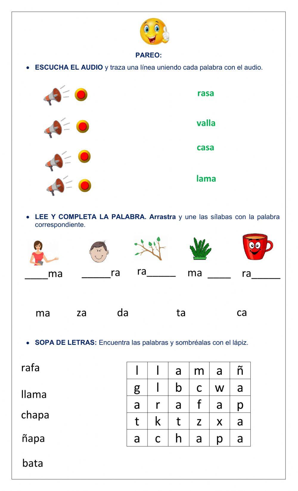 Palabras con la vocal a