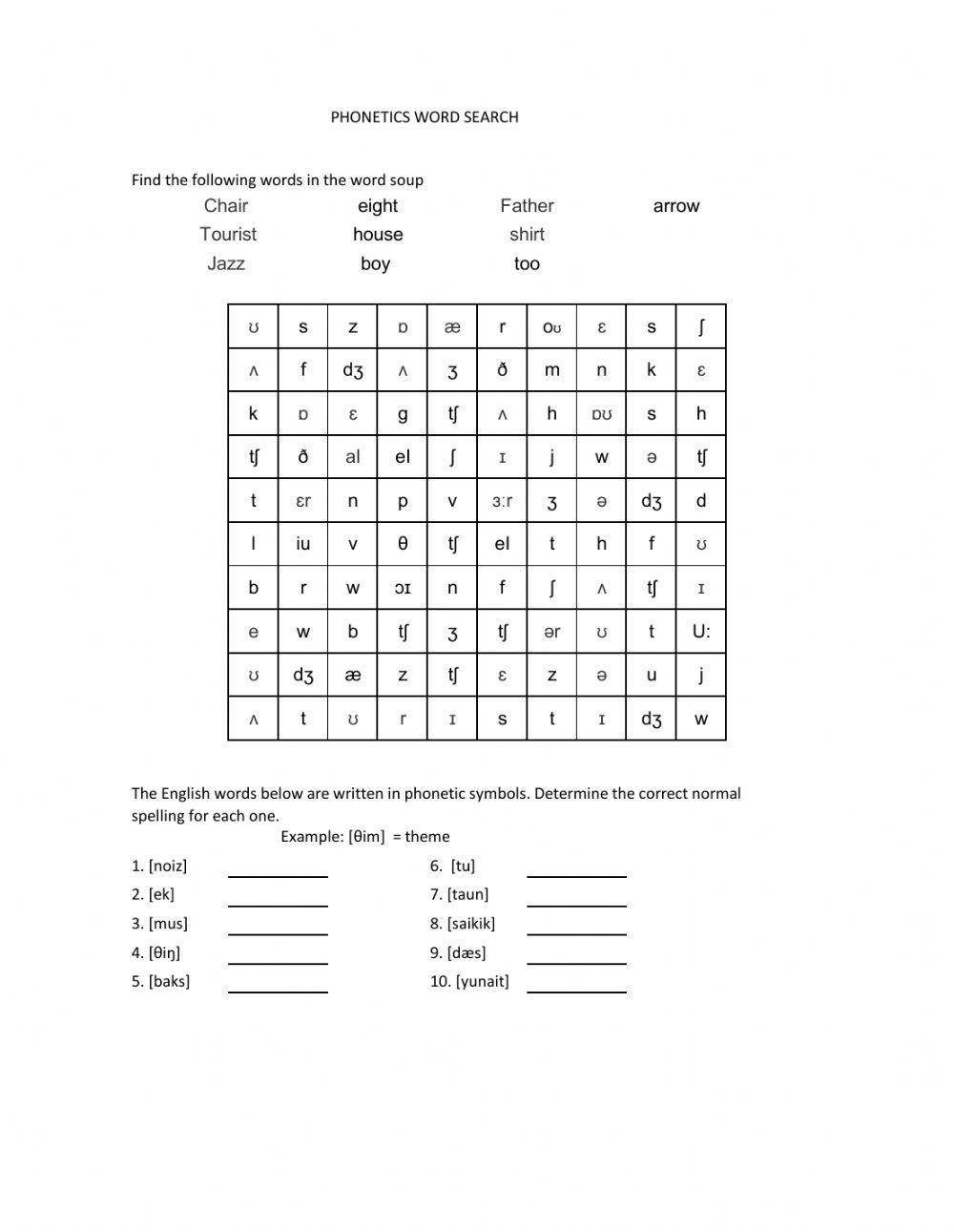 Phonetics word search