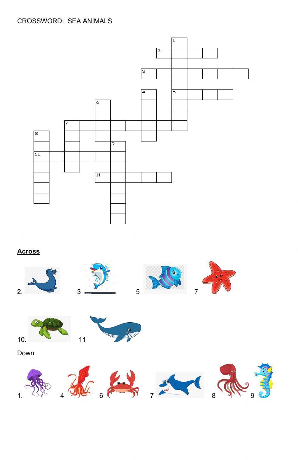 Sea Animals Crossword