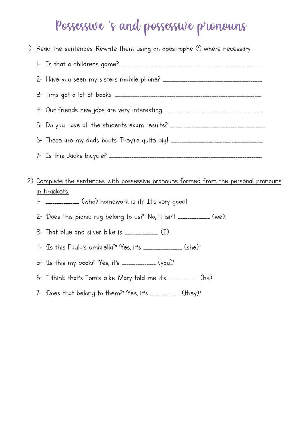 Possessive 's and pronouns