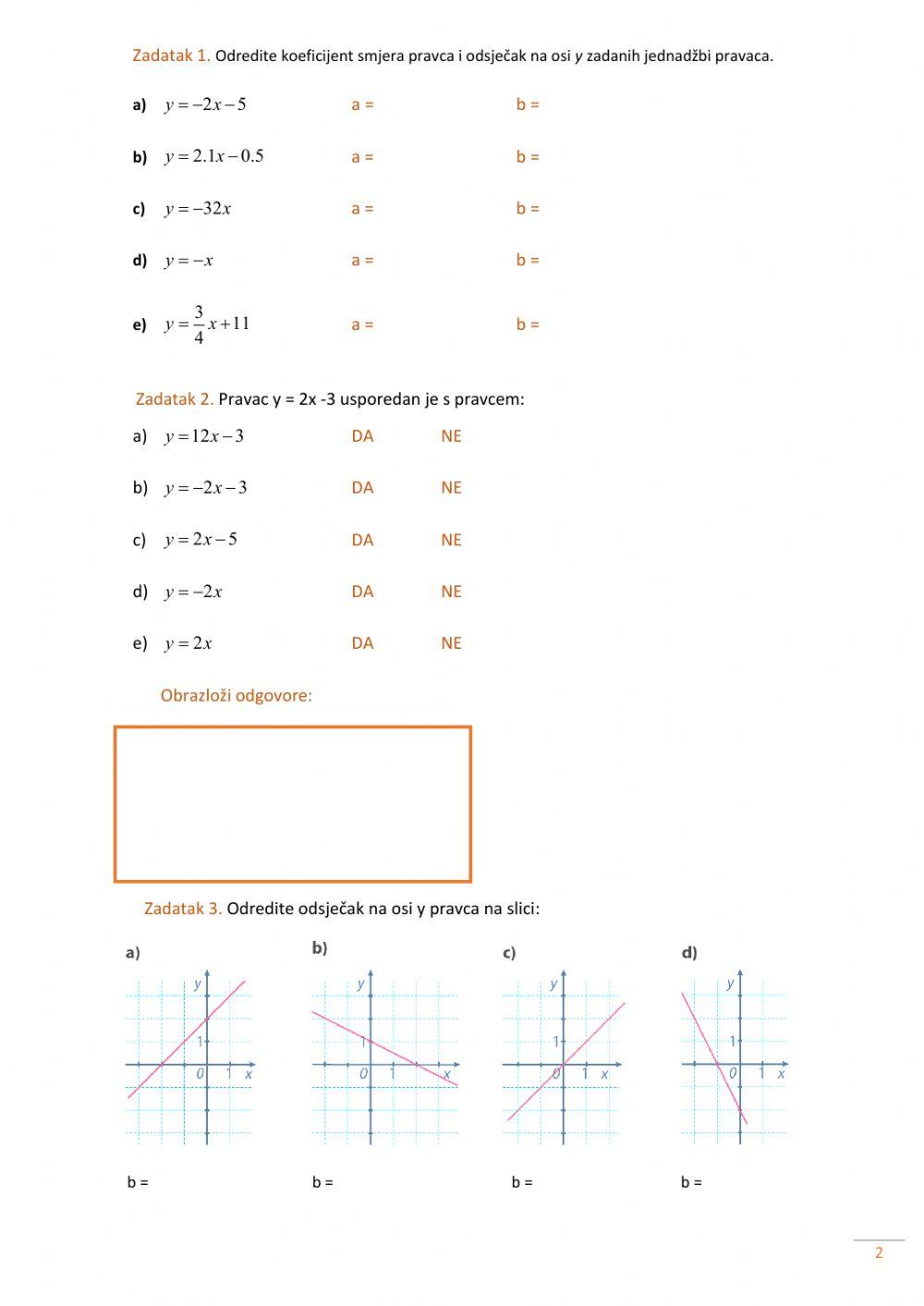 Istraživanje značenja koeficijenata pravca