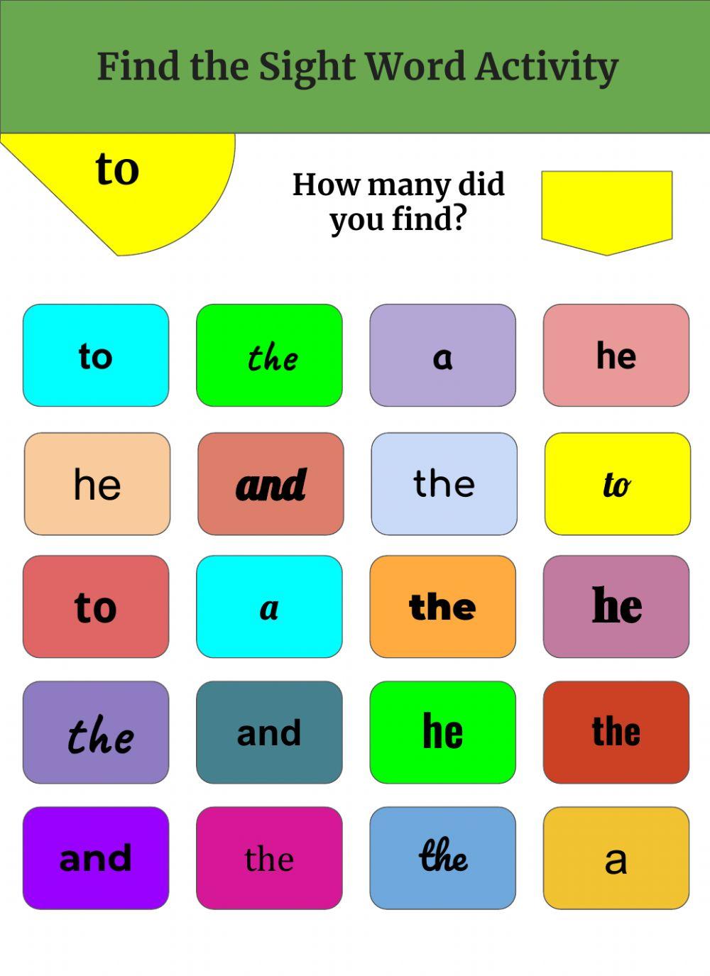Find the Sight Word