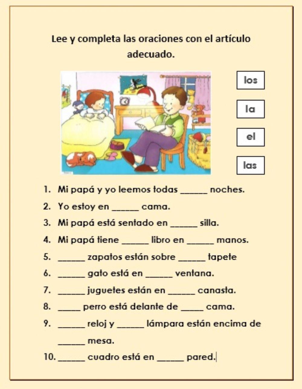 Completa los articulos worksheet Live Worksheets
