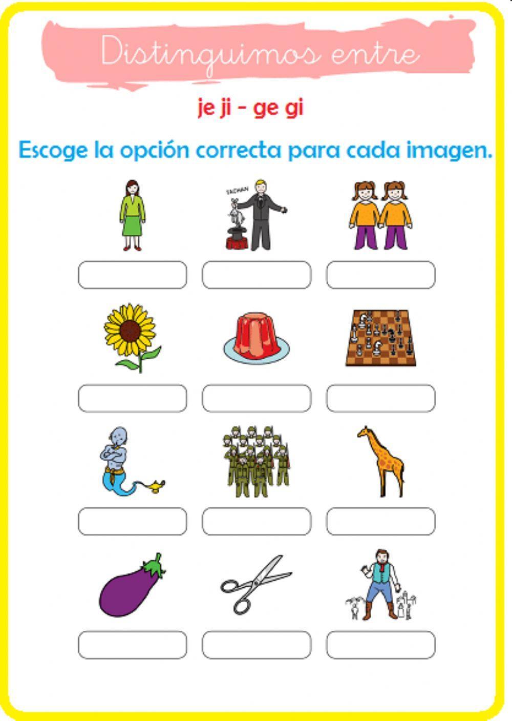 Sílabas con ge, gi, je, ji