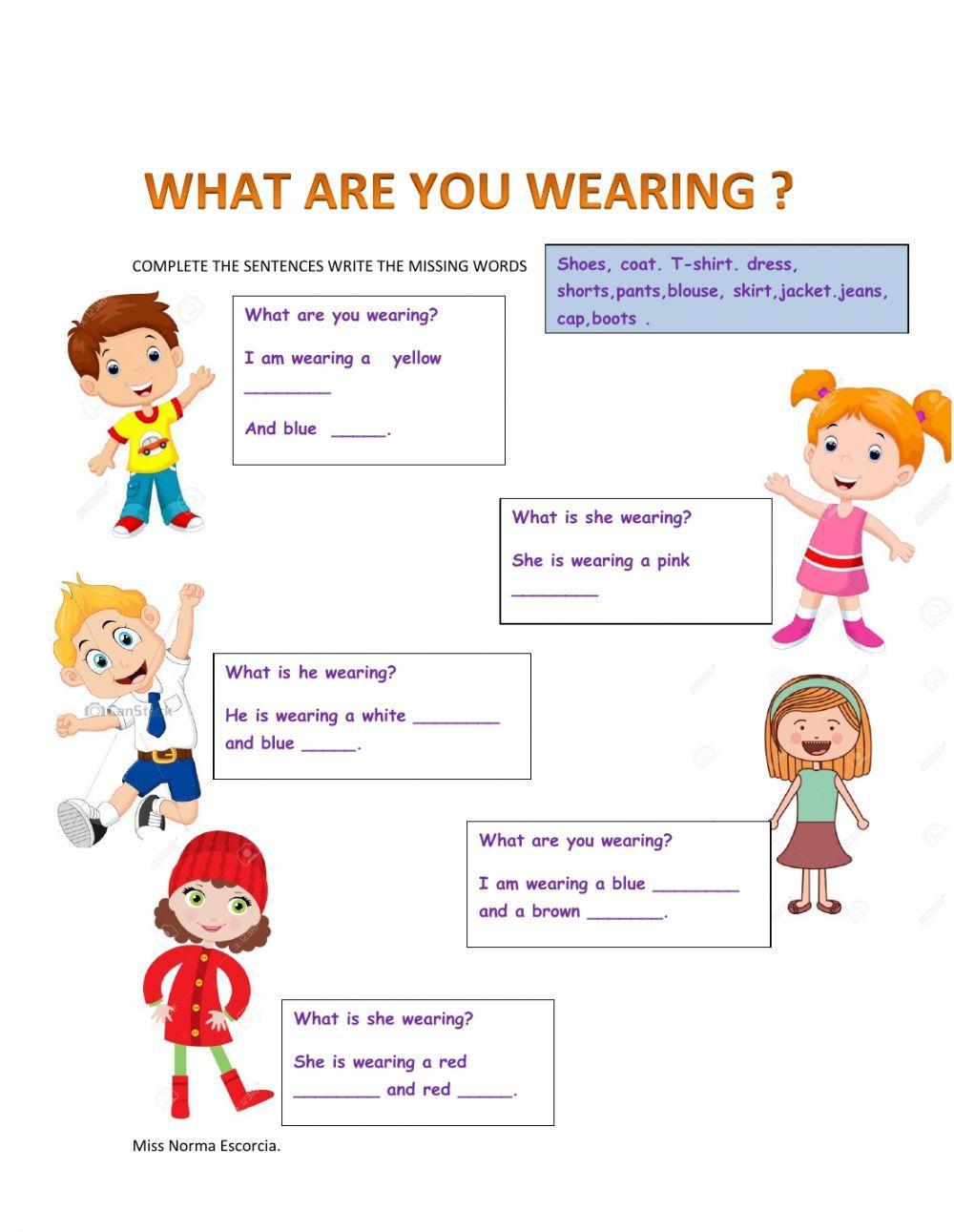 What are they wearing? interactive exercise for beginners
