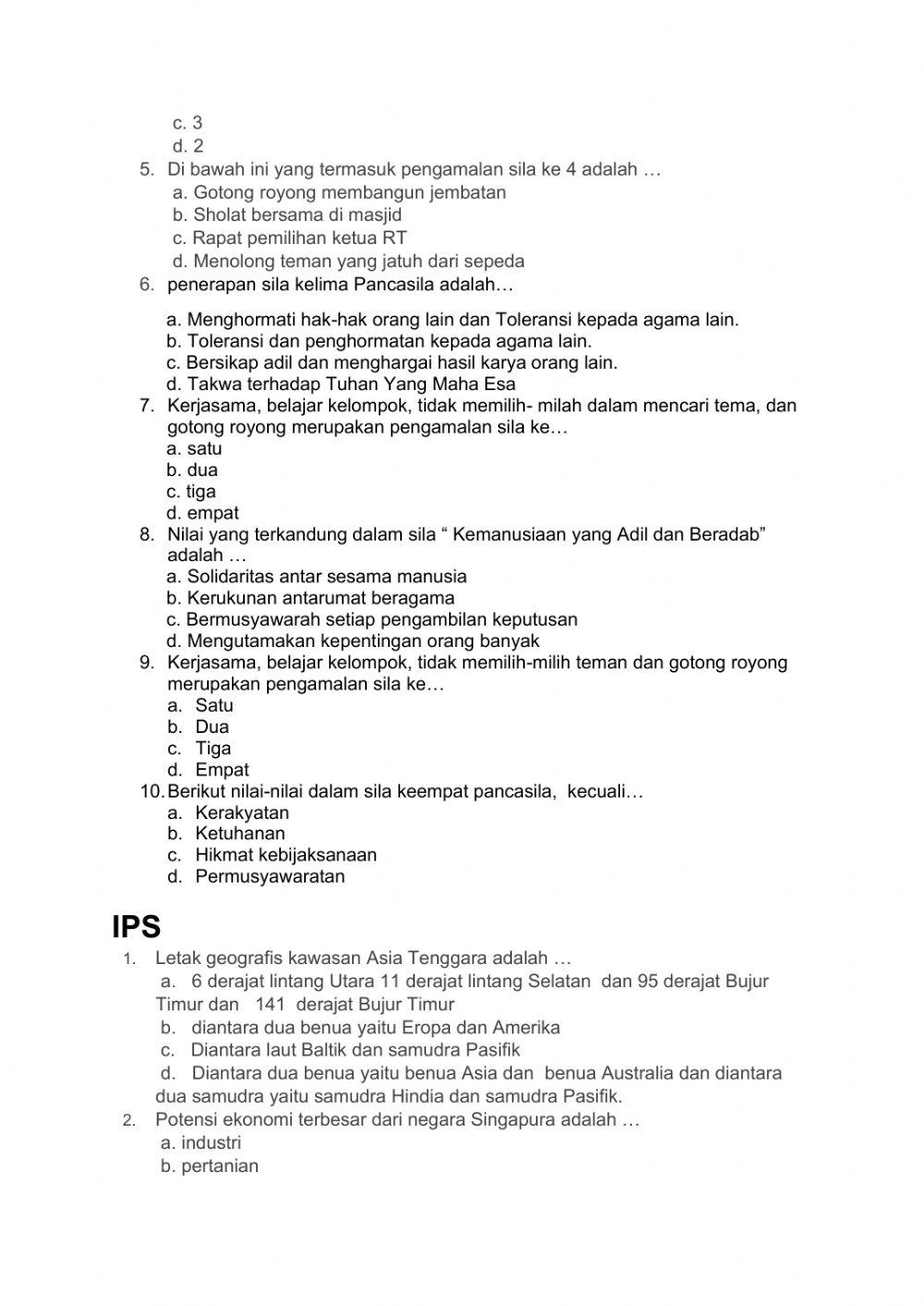 Ulangan harian tema 1