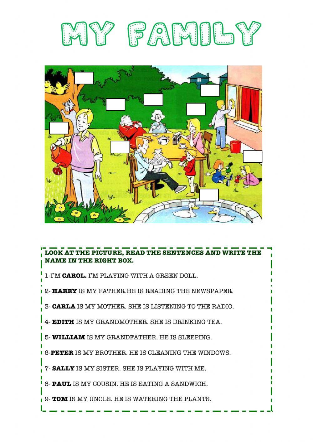 My family (Present continuous)