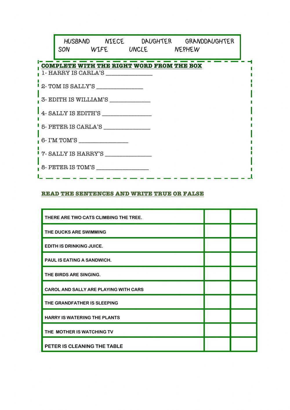 My family (Present continuous)