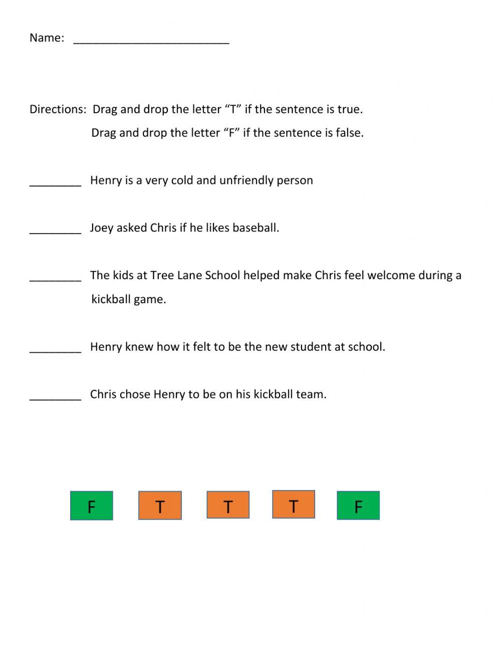 The New Kid True-False