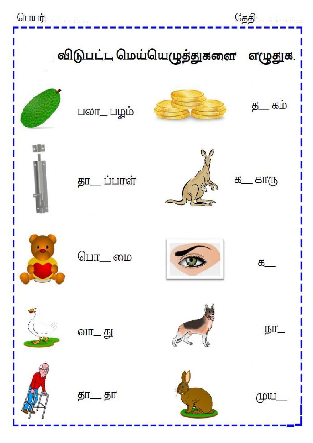 Tamil . worksheets