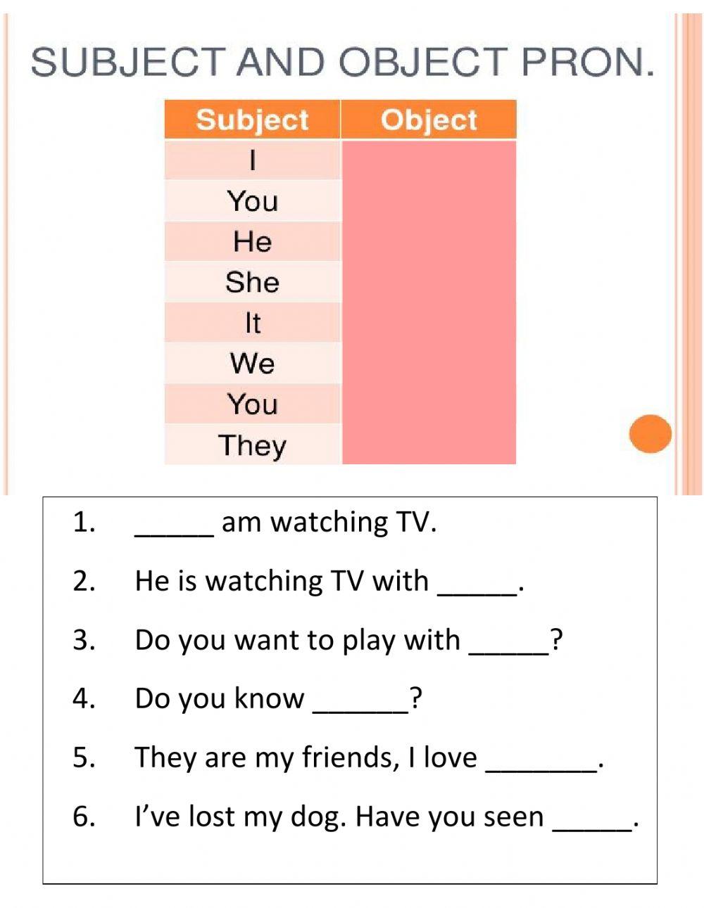 Pronouns as subject-object