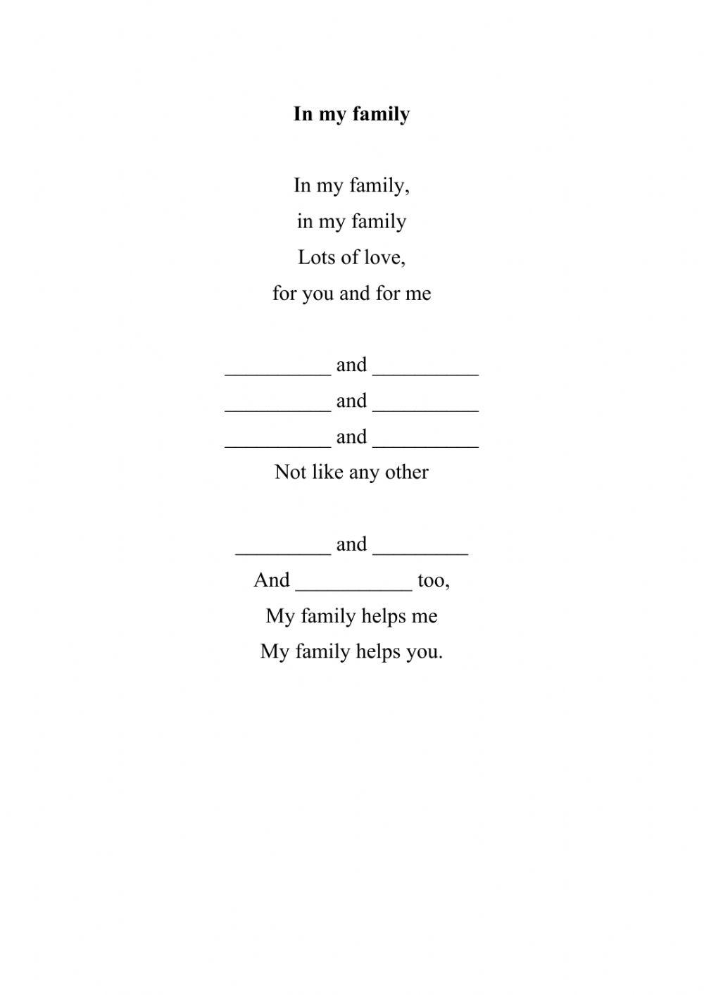 Song Friends and Family unit 6