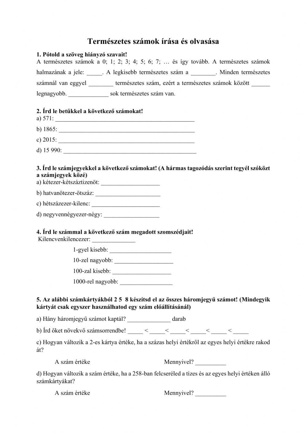 Természetes számok