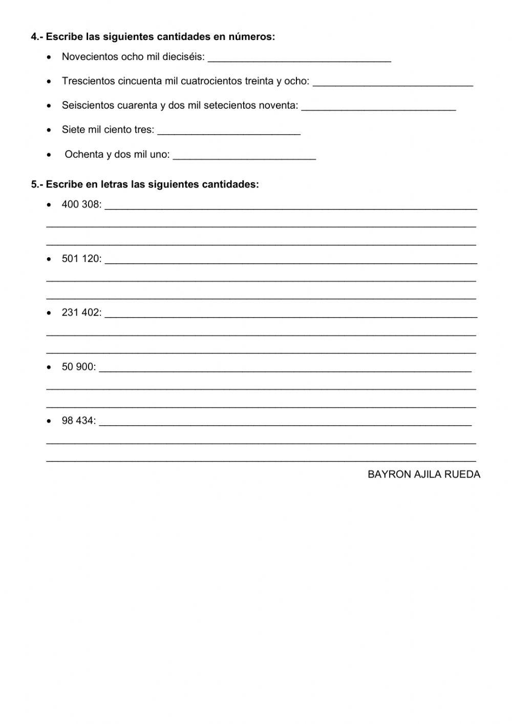 Escritura y lectura de números