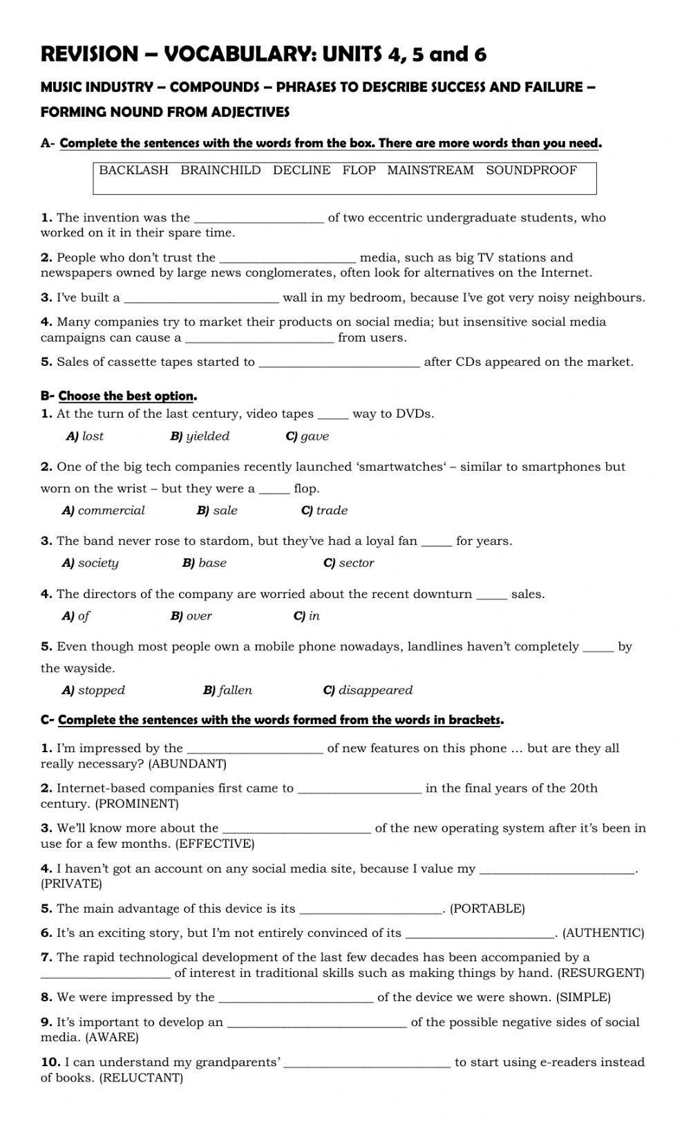 Revision - VOCABULARY