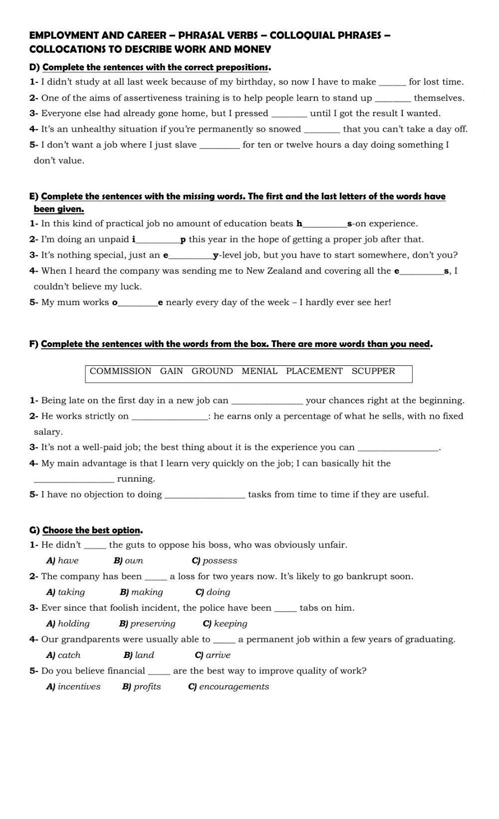 Revision - VOCABULARY