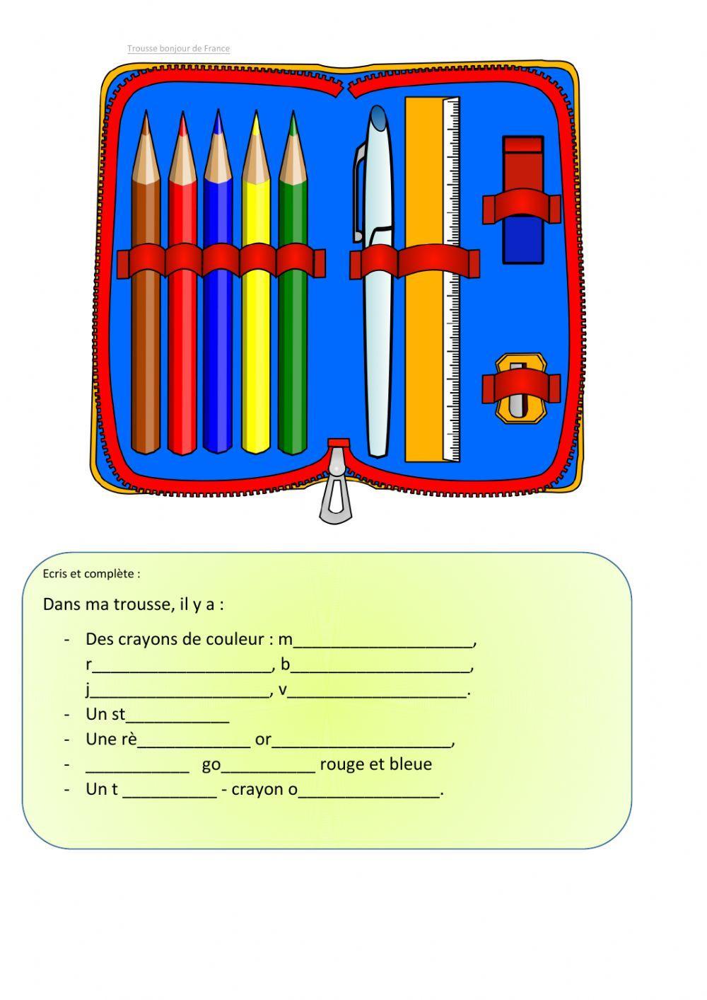 Les fournitures scolaires (test)