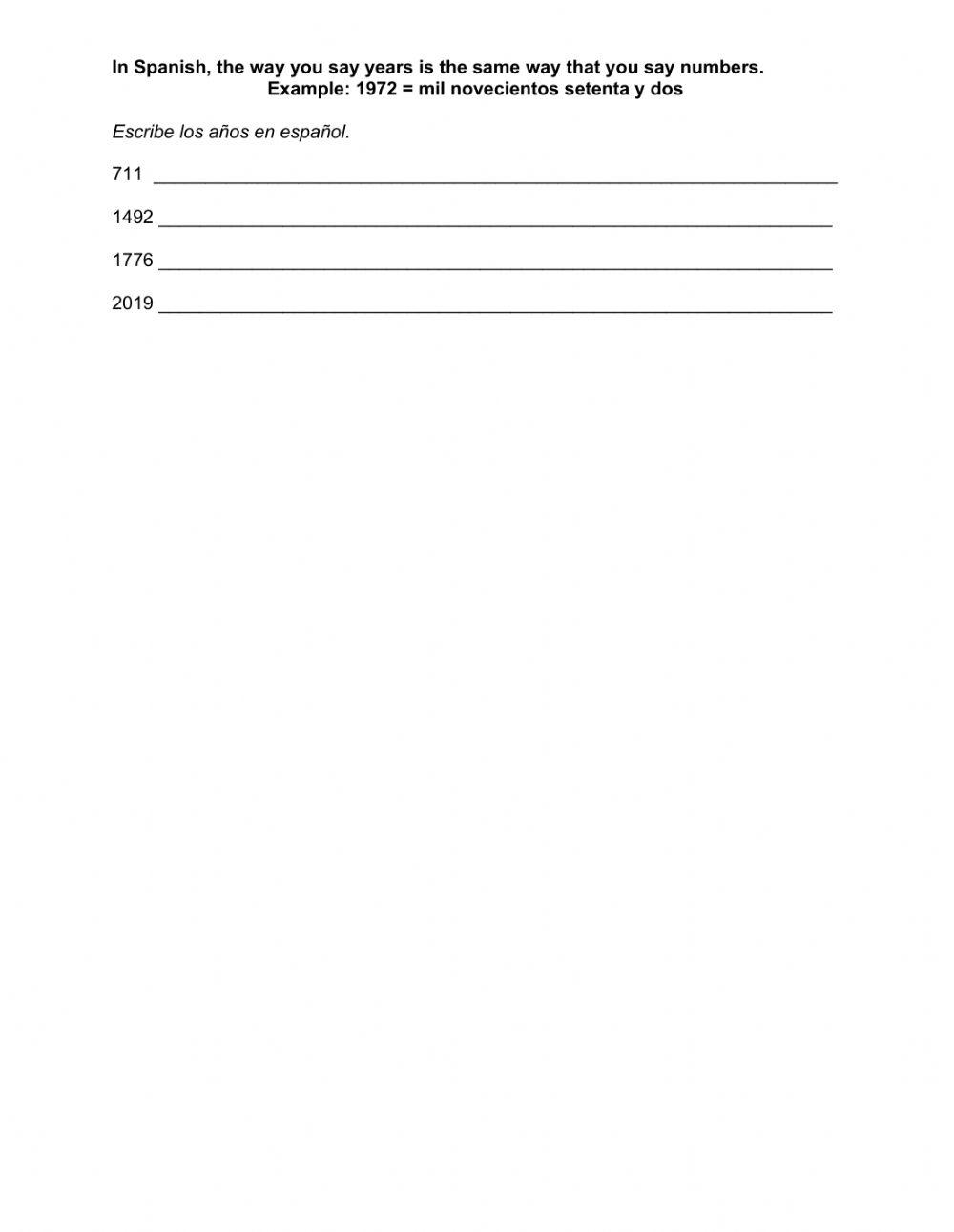 Los números y los años