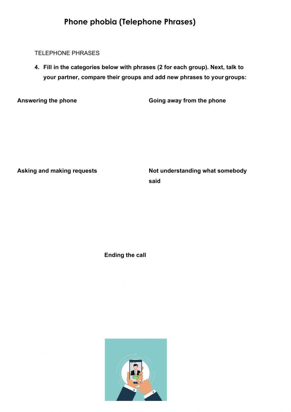 Telephone phrases worksheet | Live Worksheets