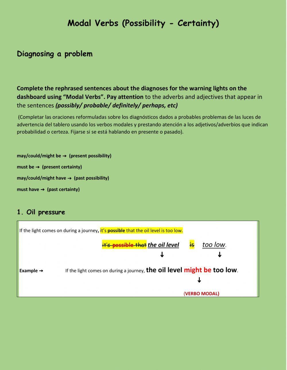 Modal Verbs:  Certainty - Possibility