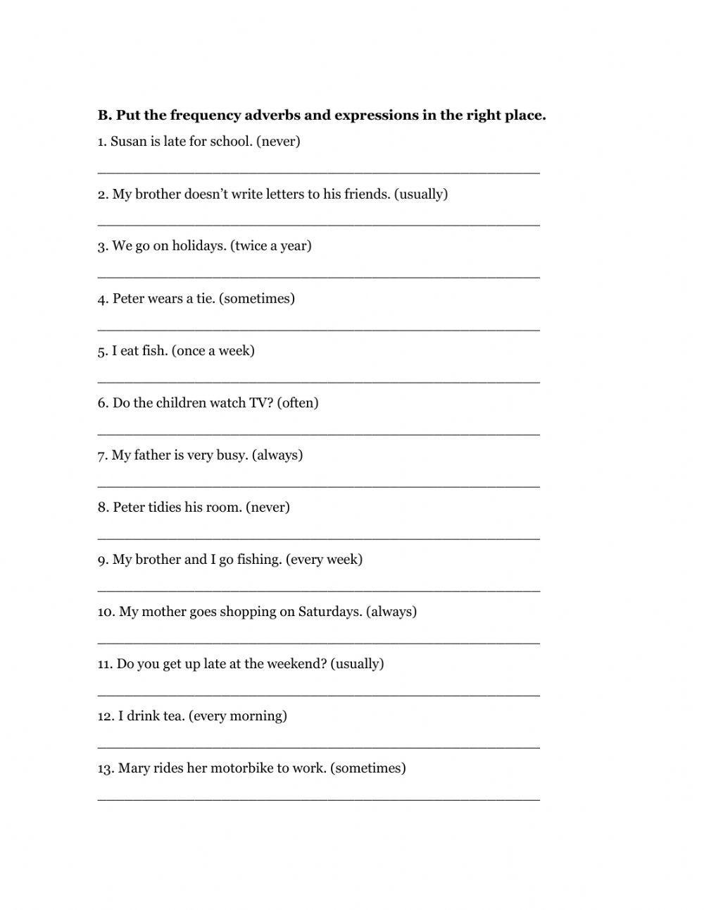 Adverbs of frequency