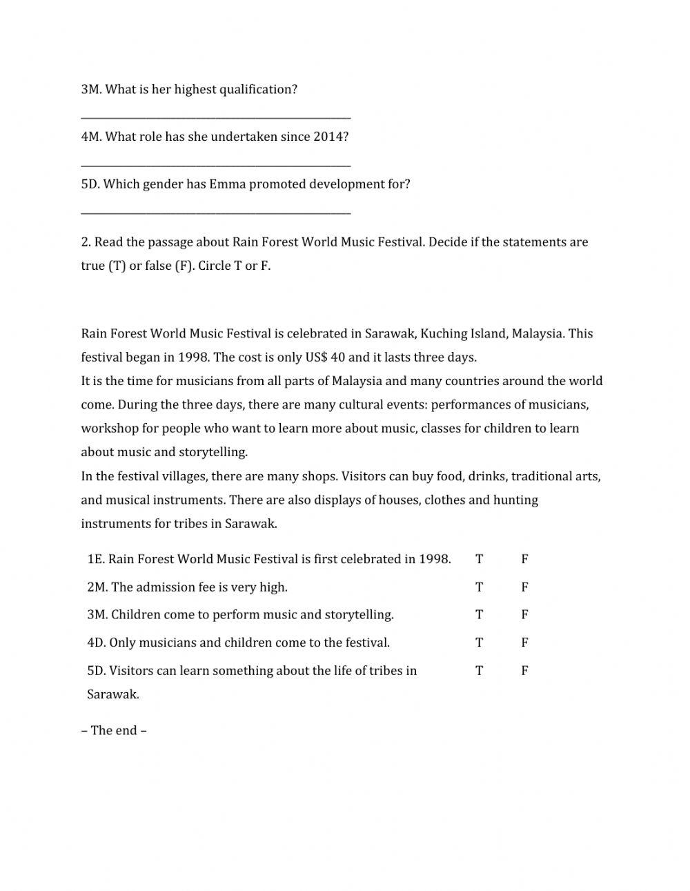 Lớp 7 - Unit 9 FESTIVALS AROUND THE WORLD-READING -